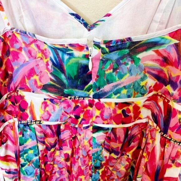 J.CREW Ratti Multicolor Painted Pineapple Summer Spaghetti Strap Midi Dress - Picture 7 of 16